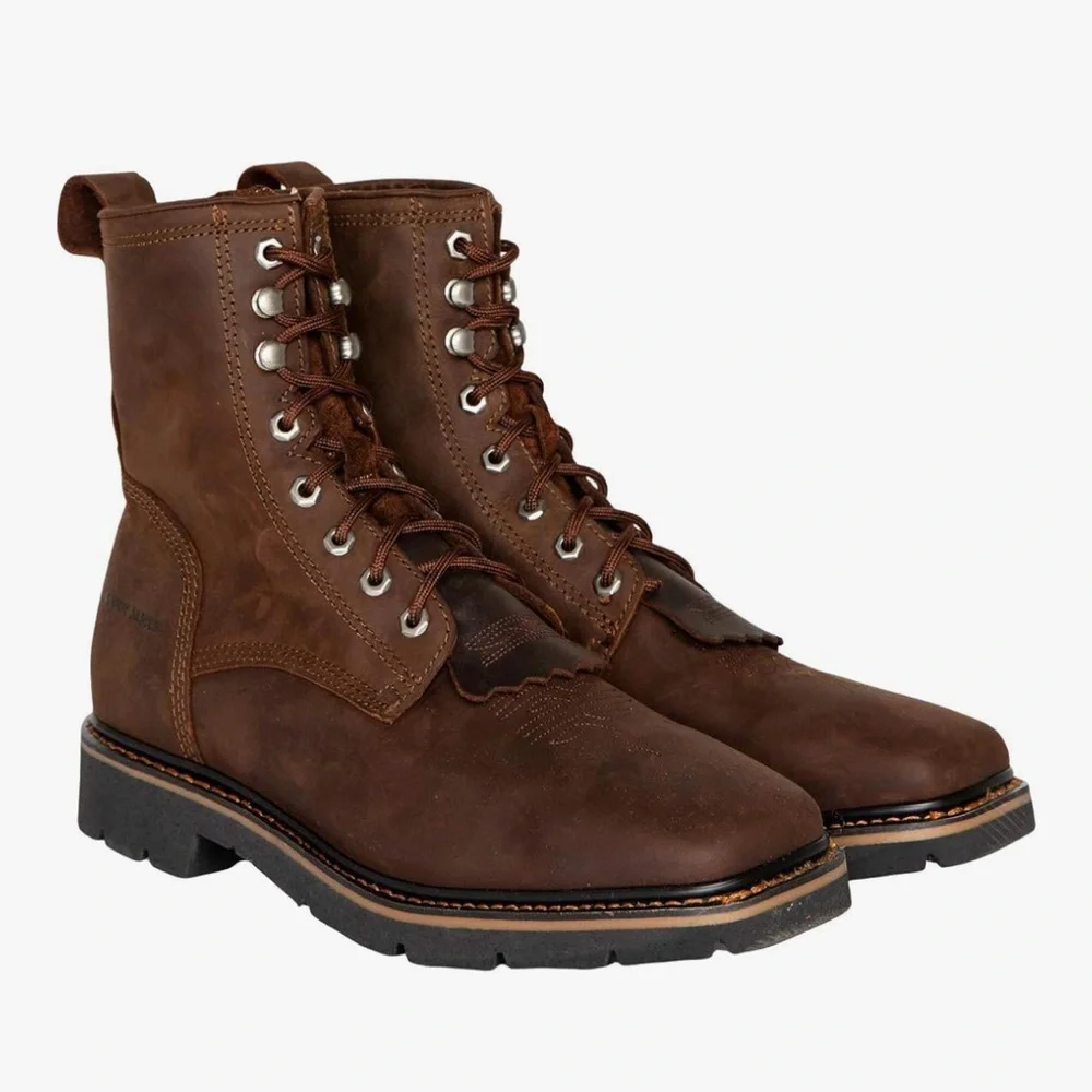 Cody James Mustang Lace-Up Leather Work Boots | Genuine Leather NWOT - Picture 1 of 4
